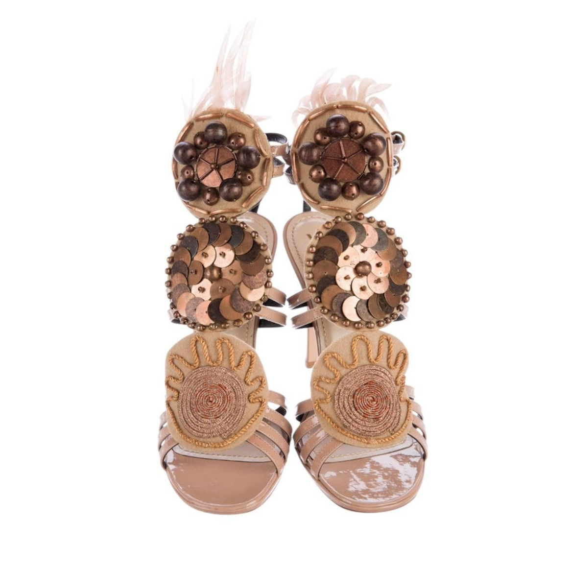 Yves Saint Laurent 2008 Nude Tribal Embellished Heels
