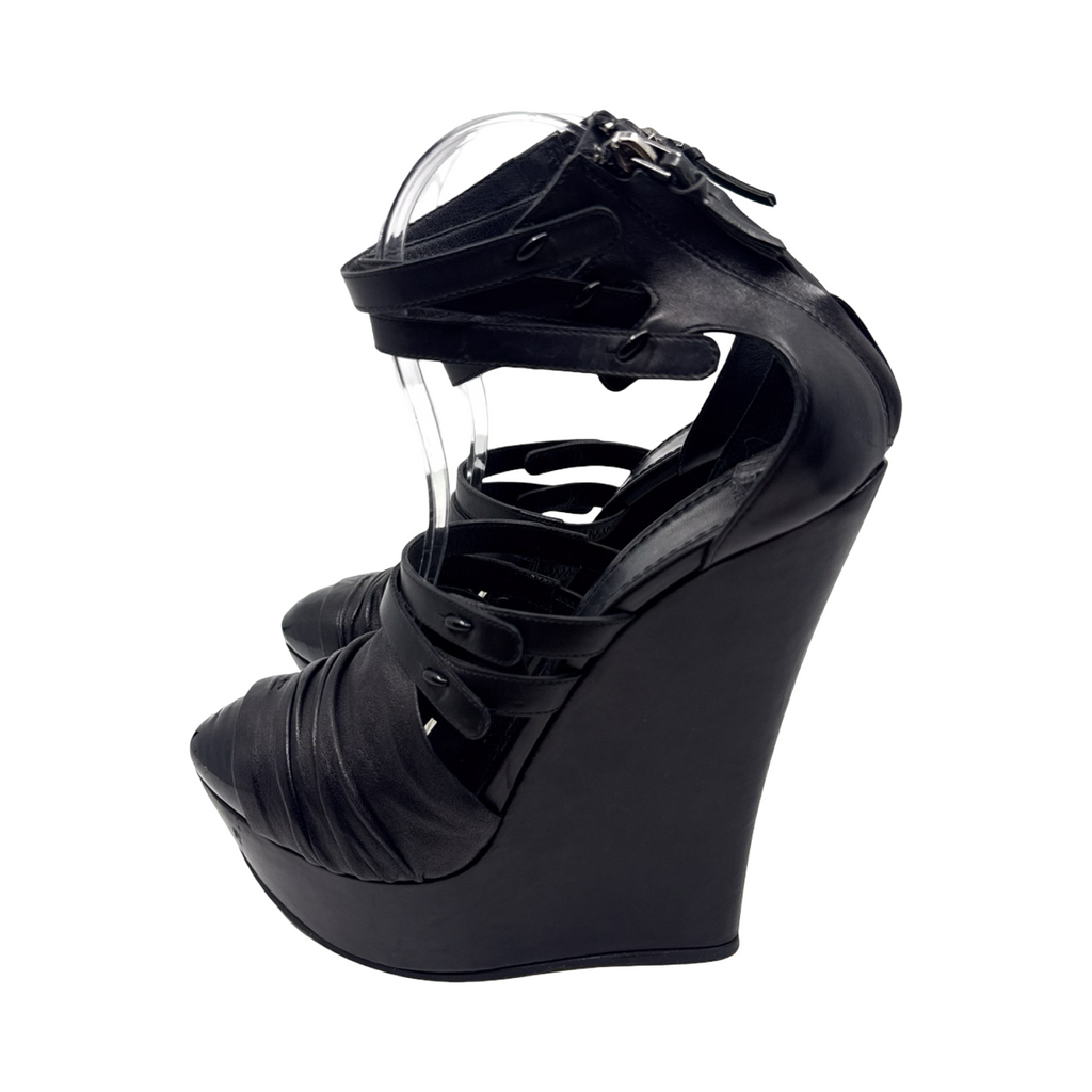 Givenchy SS2010 Black Leather Wedges