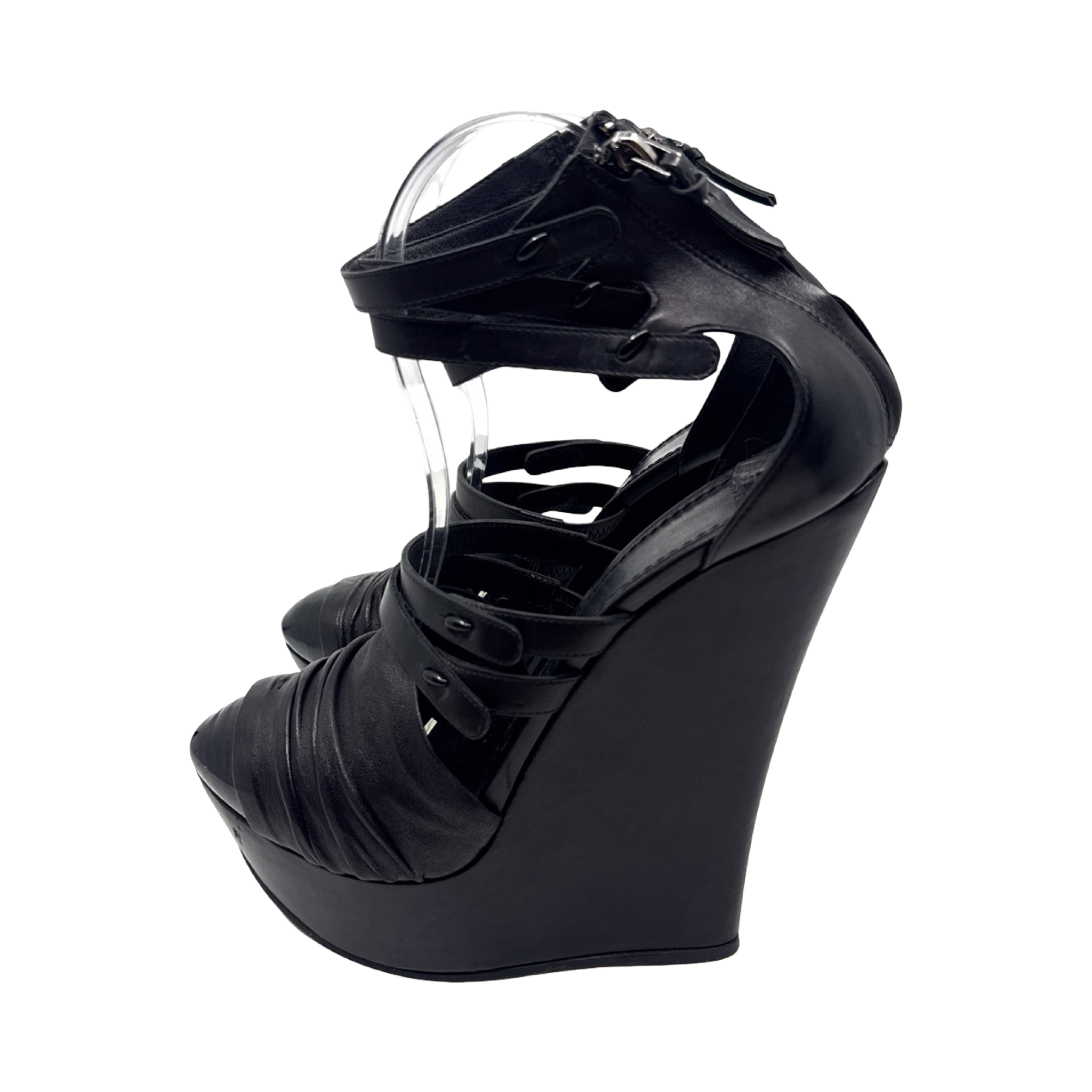 Givenchy SS2010 Black Leather Wedges