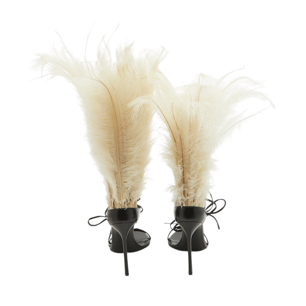 Yves Saint Laurent Ostrich Feather Iris Sandals