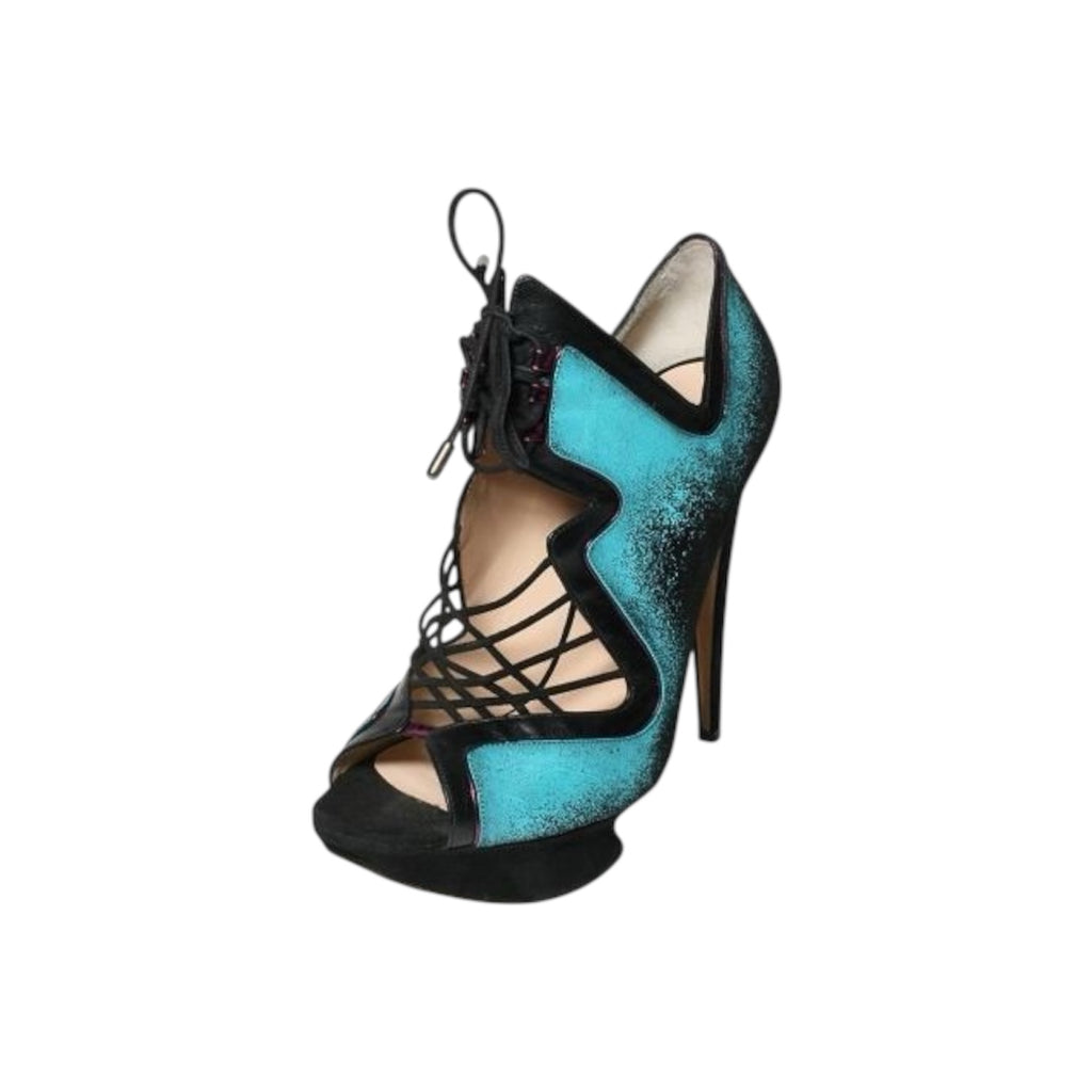 Nicholas Kirkwood 2010 Butterfly Lace-Up Turquoise Heels