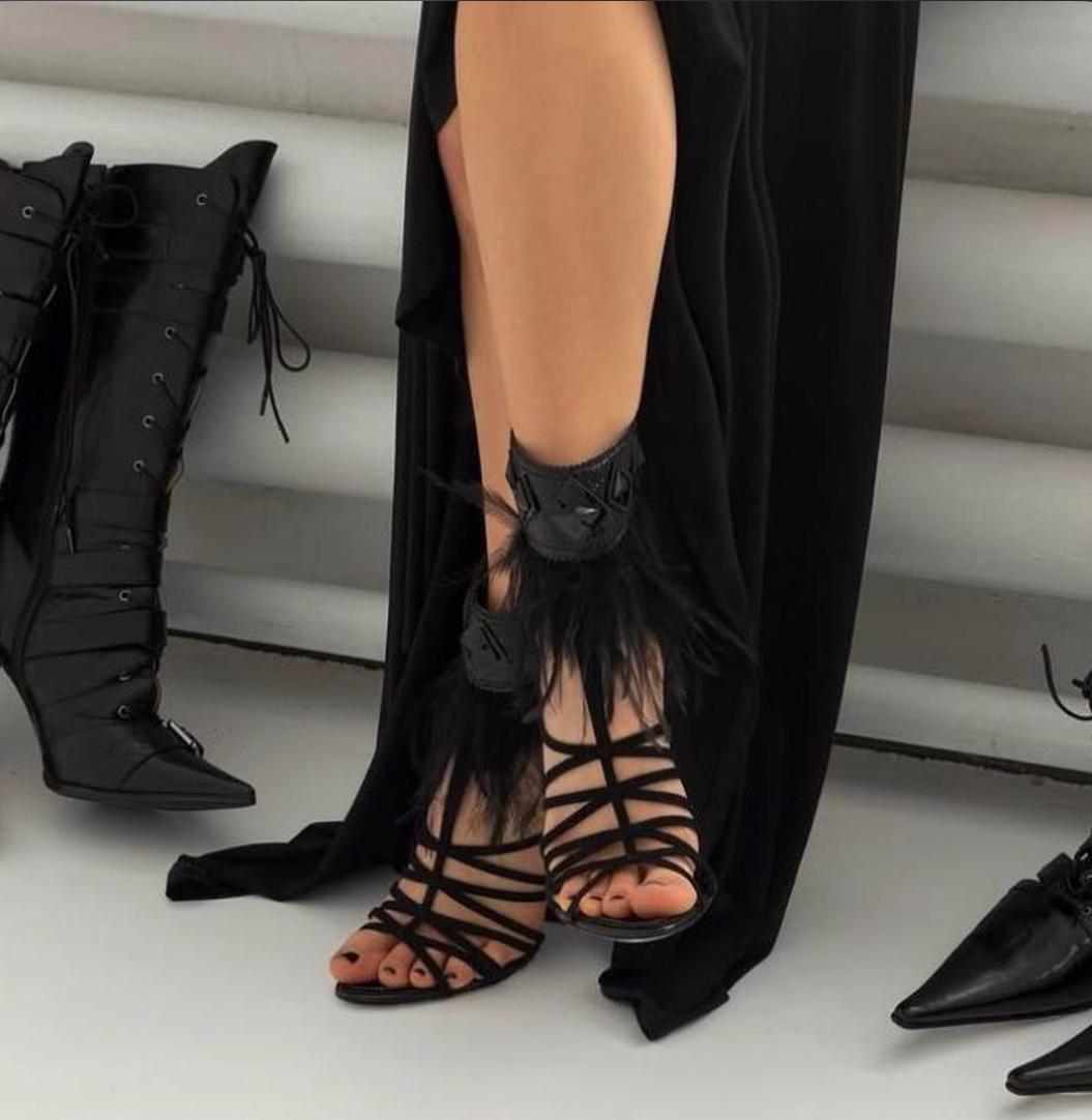 Christian Dior 2011 Feather Gladiator Heels by John Galliano