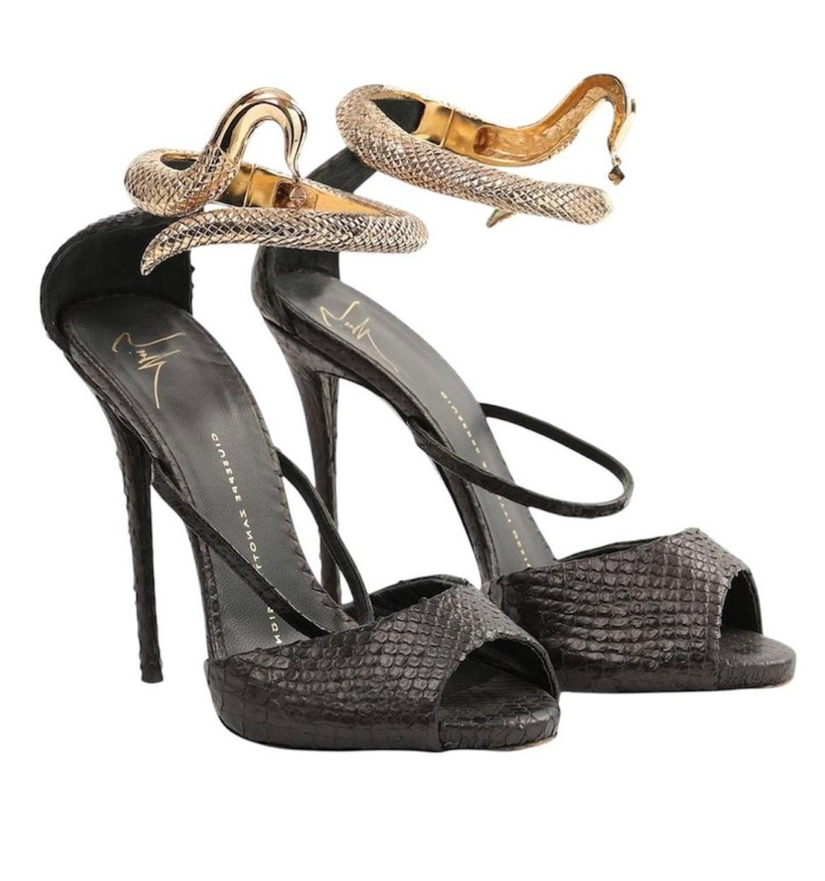 Giuseppe Zanotti Python Heels With Gold Snake Ankle Cuff