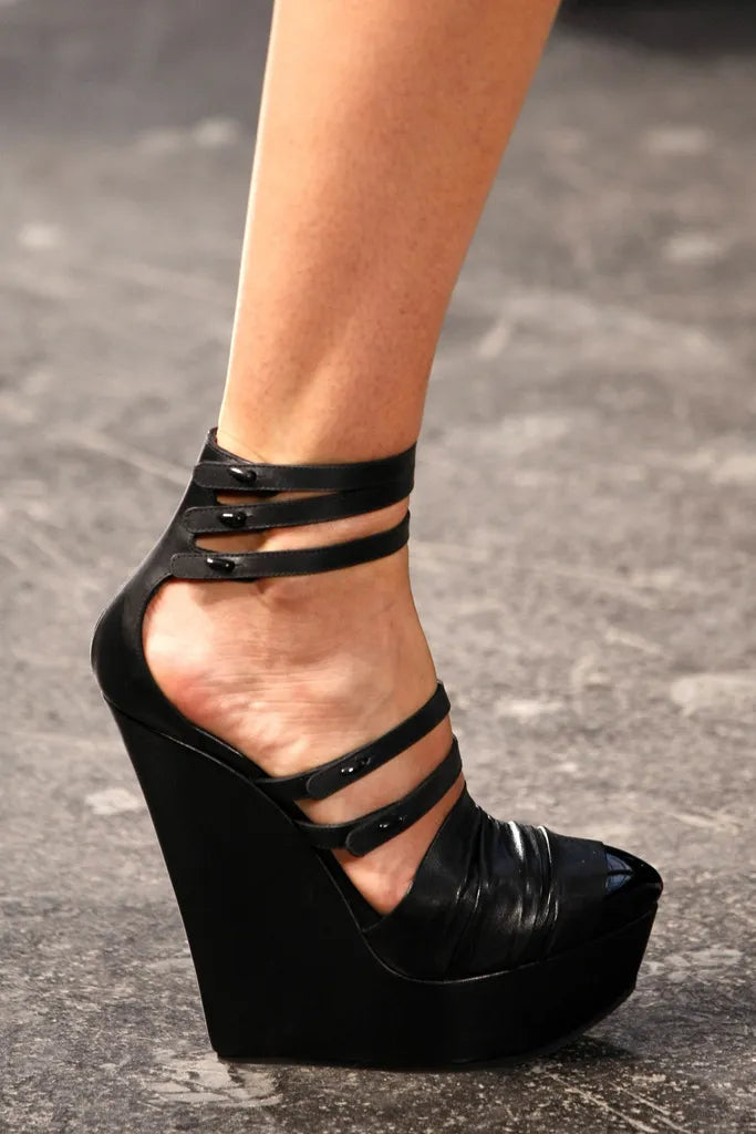 Givenchy SS2010 Black Leather Wedges