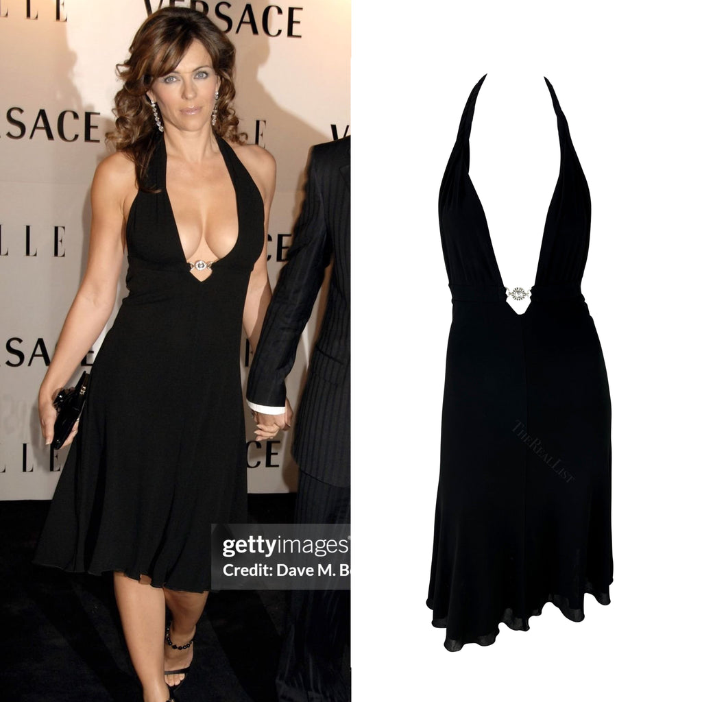 Versace 2006 Black Halter MIidi Dress