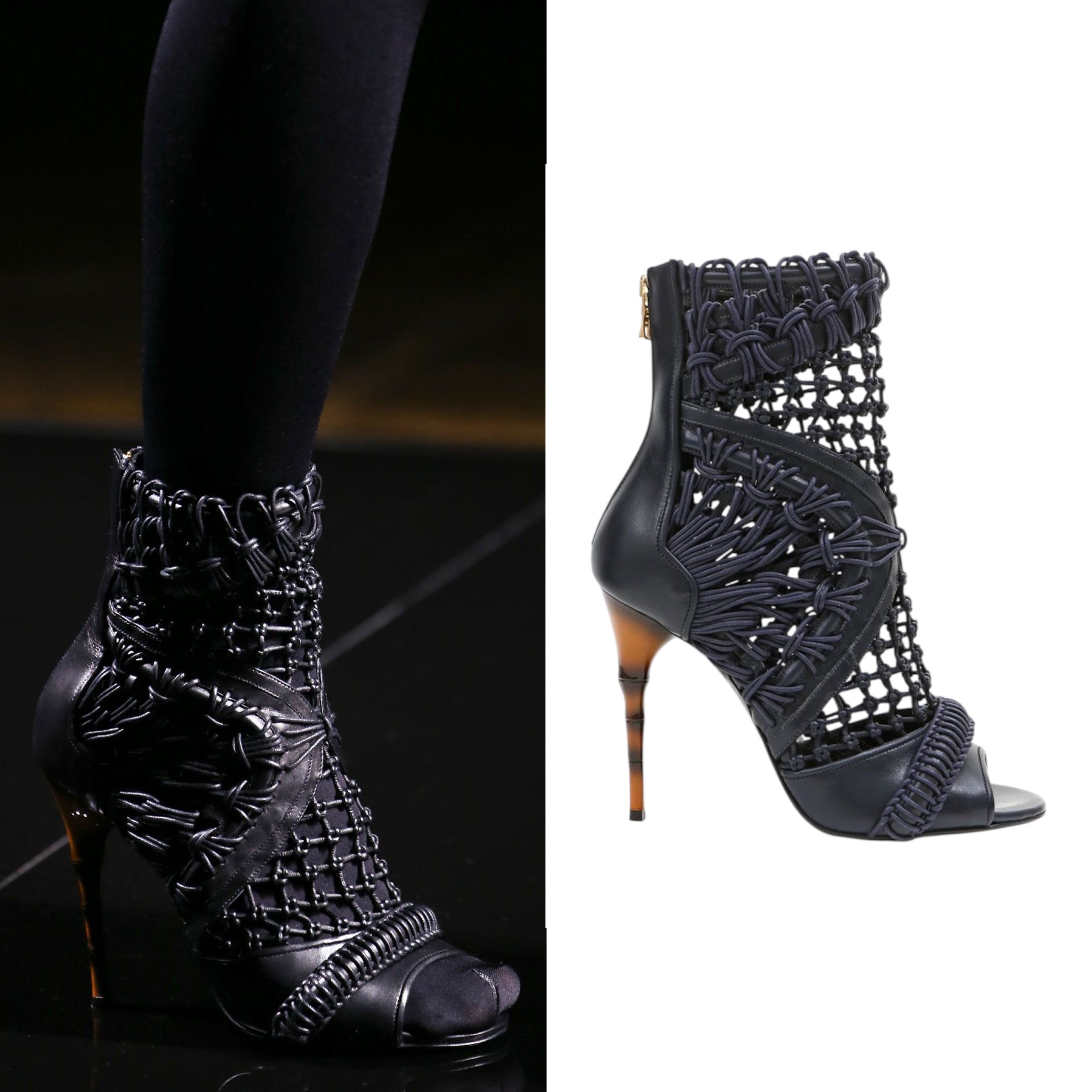 Balmain Fall 2014 Braided Gladiator Ankle Boots