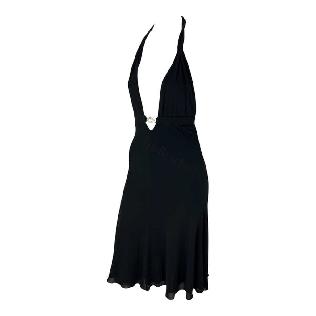 Versace 2006 Black Halter MIidi Dress