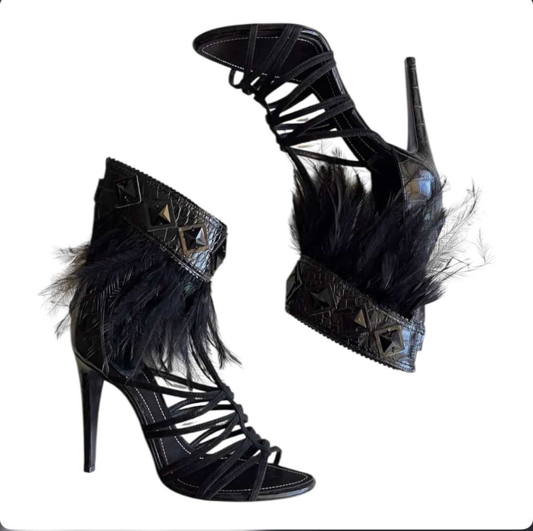 Christian Dior 2011 Feather Gladiator Heels by John Galliano