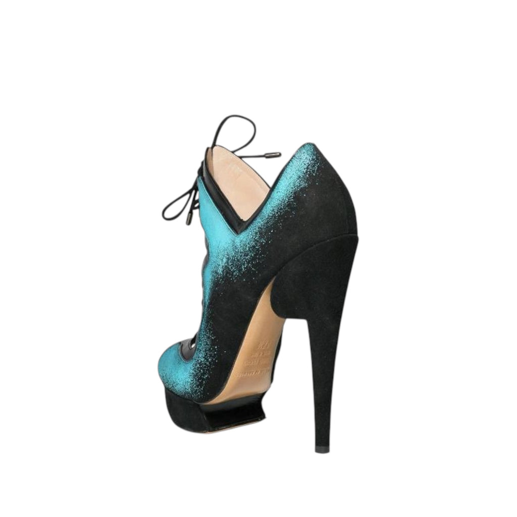 Nicholas Kirkwood 2010 Butterfly Lace-Up Turquoise Heels