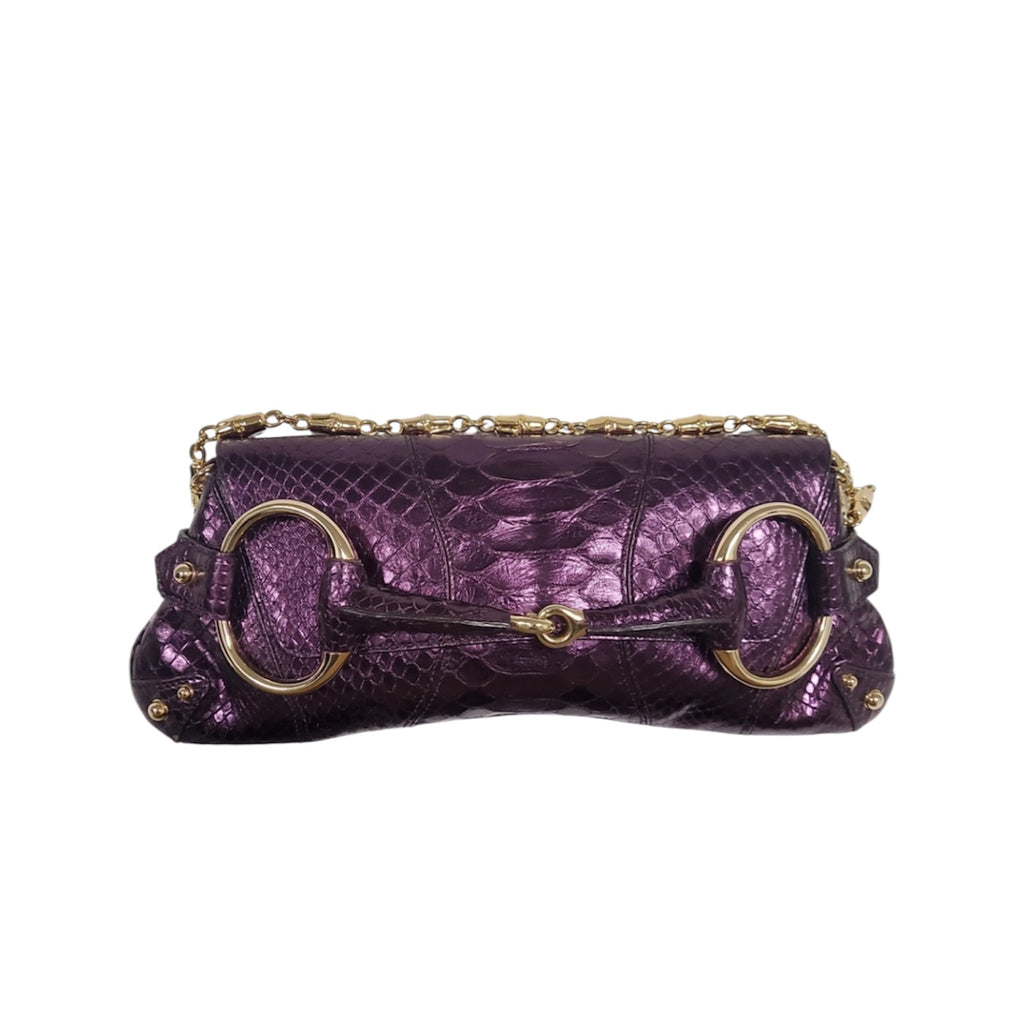 Gucci by Tom Ford 1955 Horsebit Metallic Lizard Leather Bag