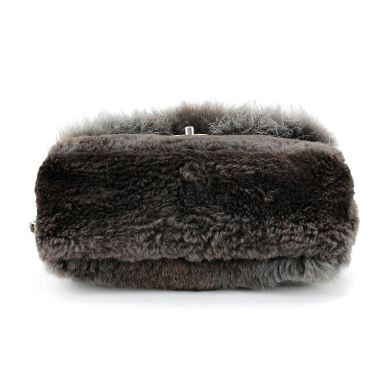 Chanel 2013 CC Timeless Rabbit Fur Flap Bag