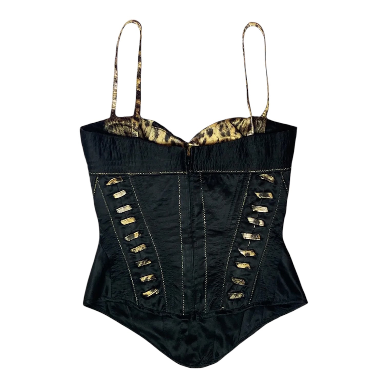 Roberto Cavalli 2000S Satin Animal Print Bustier Top