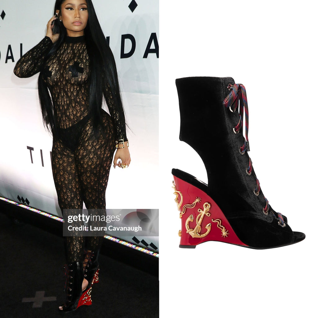 Prada 2016 Velvet Lace-Up Wedges