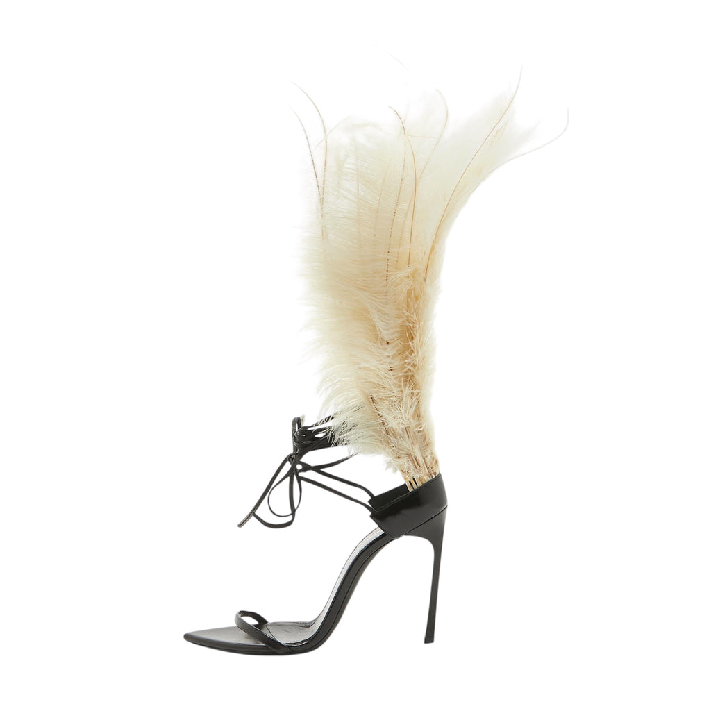 Yves Saint Laurent Ostrich Feather Iris Sandals