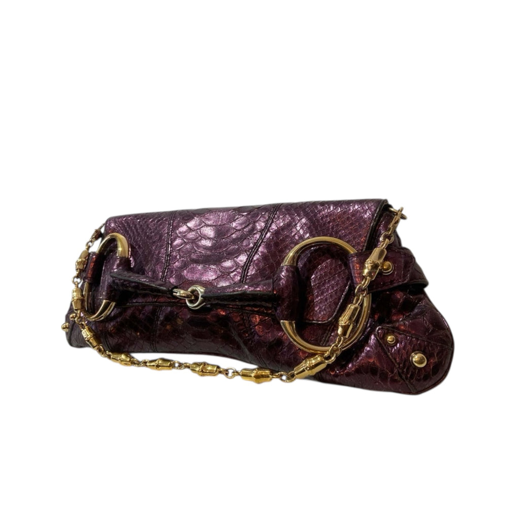 Gucci by Tom Ford 1955 Horsebit Metallic Lizard Leather Bag