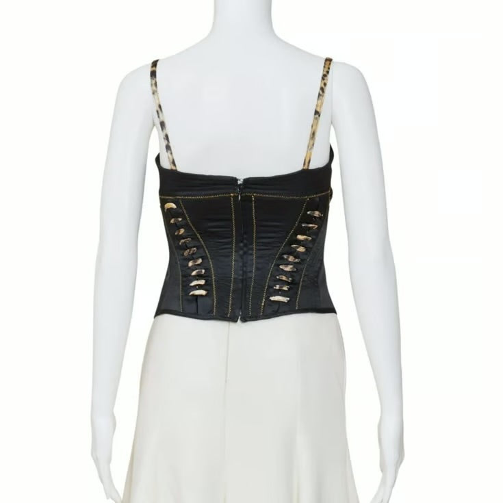 Roberto Cavalli 2000S Satin Animal Print Bustier Top