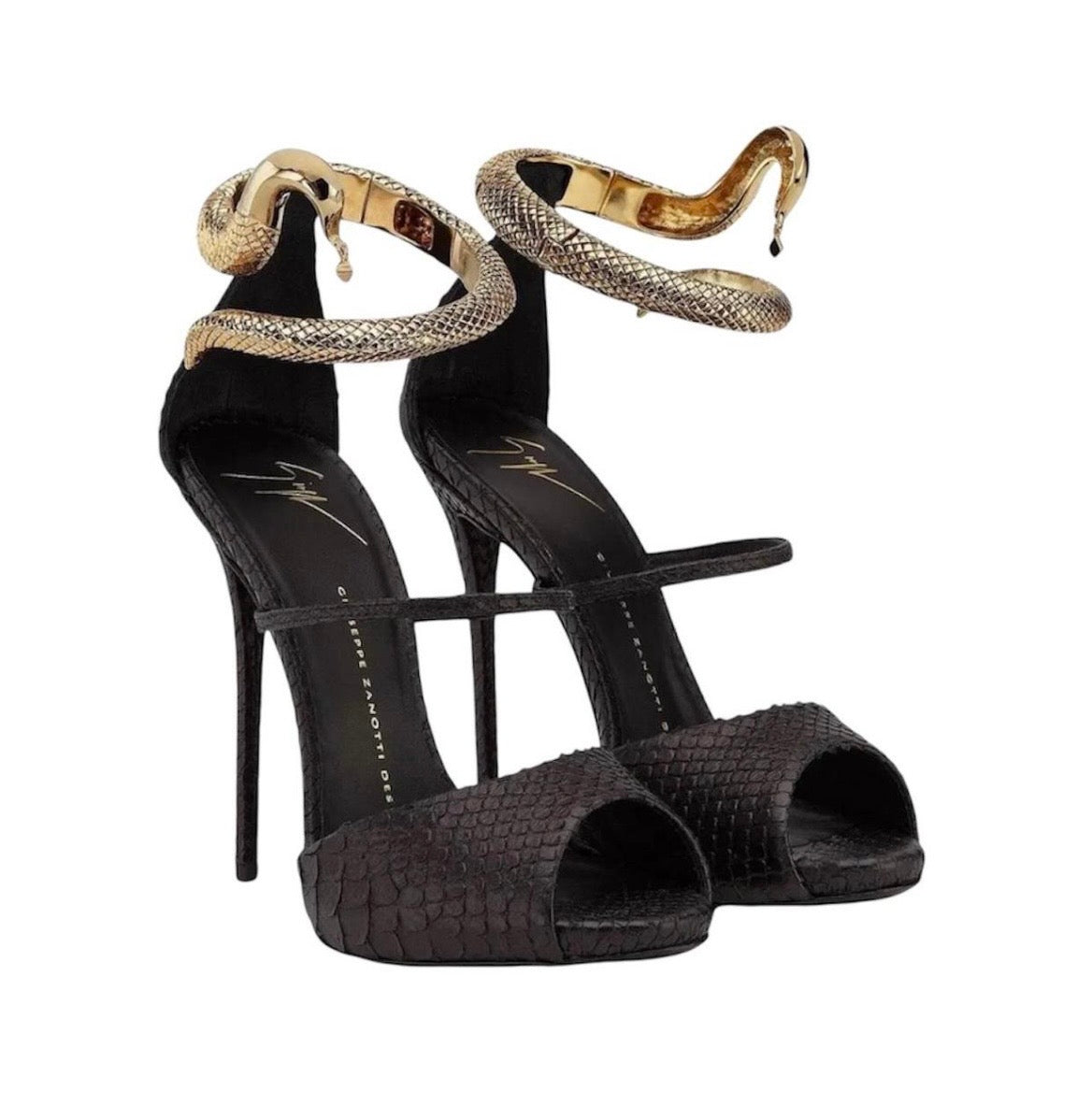 Giuseppe Zanotti Python Heels With Gold Snake Ankle Cuff