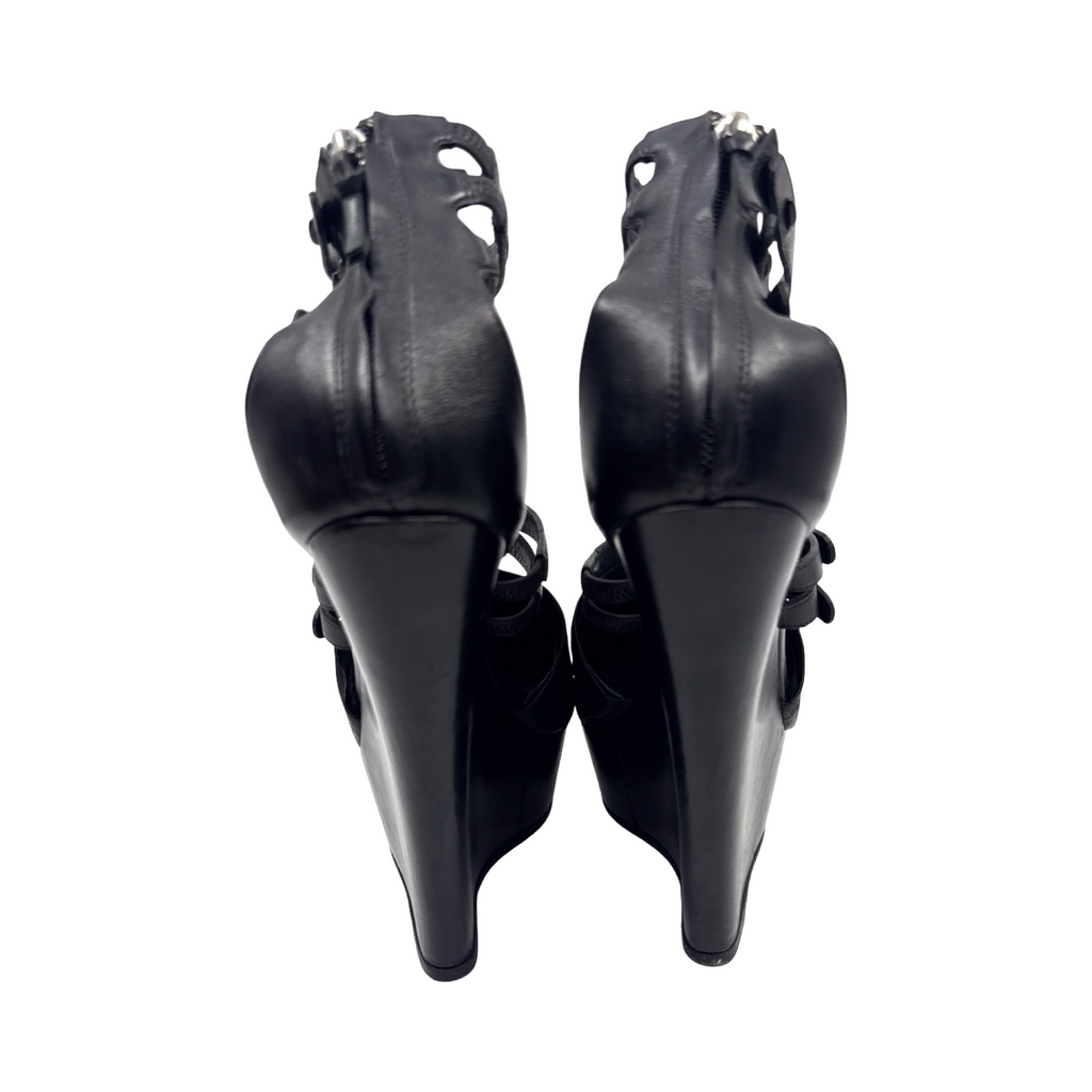 Givenchy SS2010 Black Leather Wedges