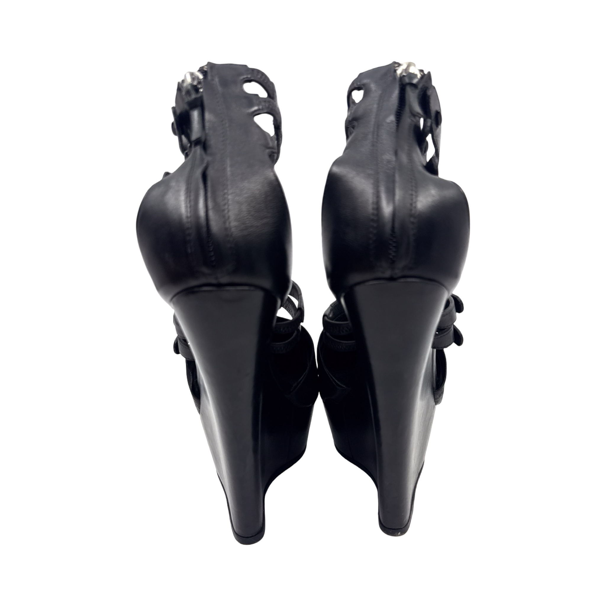 Givenchy SS2010 Black Leather Wedges