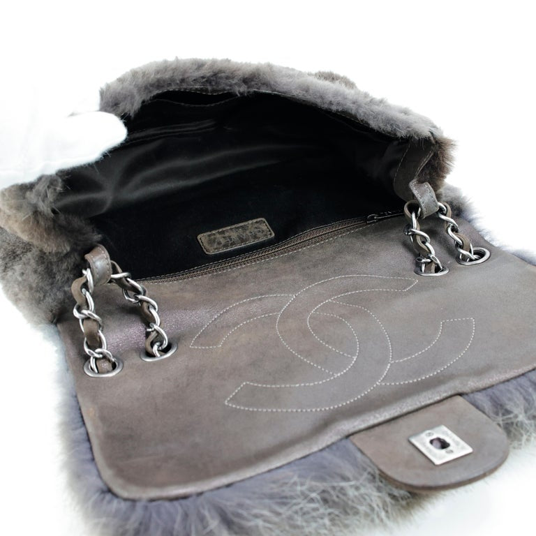 Chanel 2013 CC Timeless Rabbit Fur Flap Bag