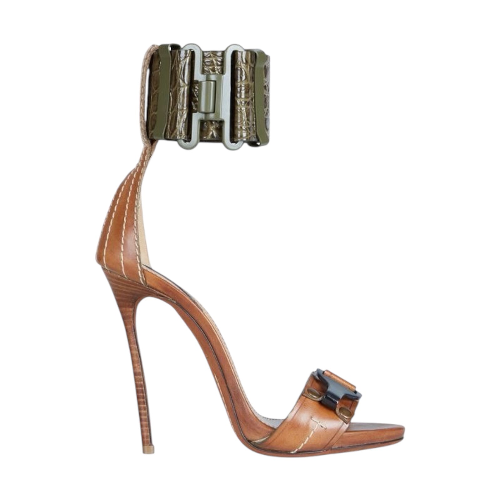Dsquared2 Crocodile Embossed Leather Gladiator Sandals