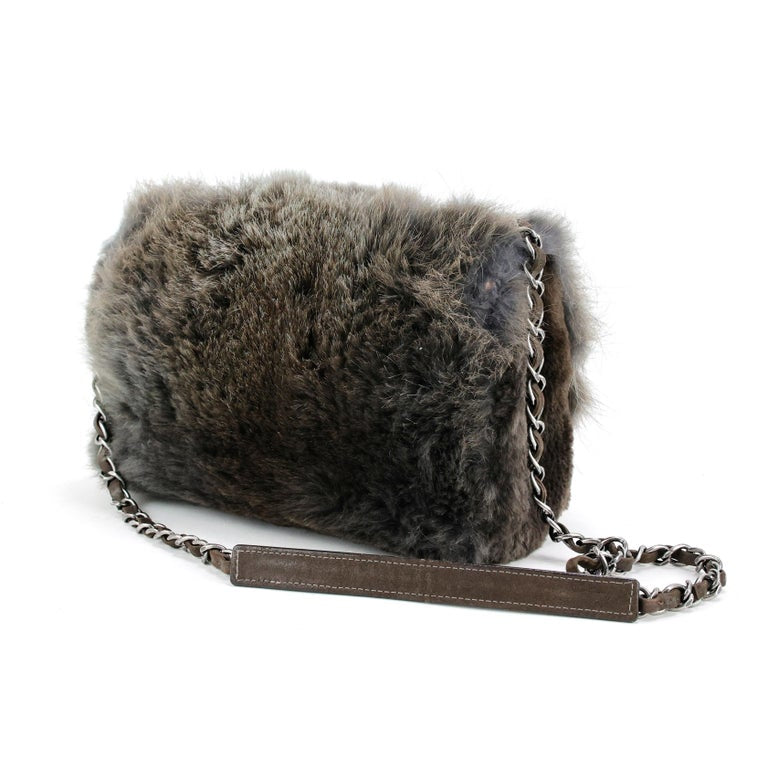Chanel 2013 CC Timeless Rabbit Fur Flap Bag