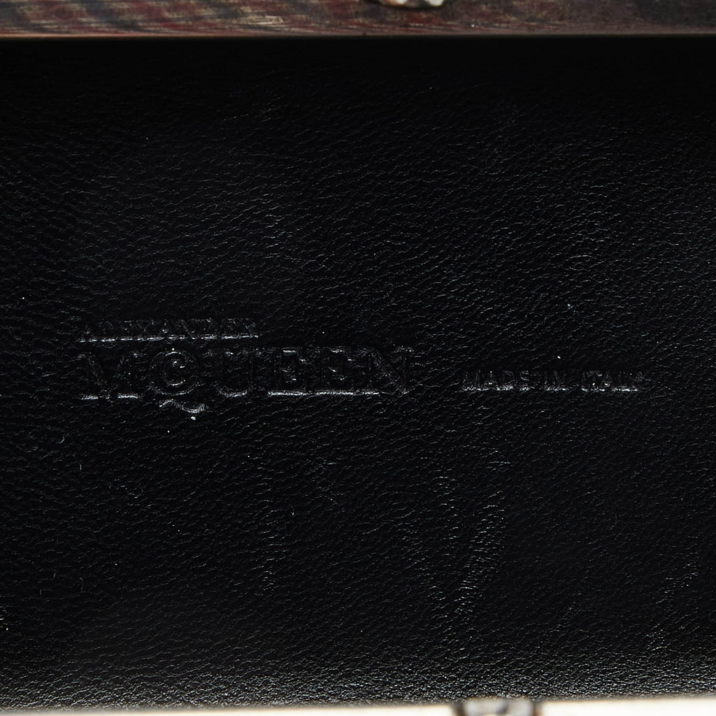 Alexander McQueen 2012 Black/Beige Beads Embellished Skull Box Clutch