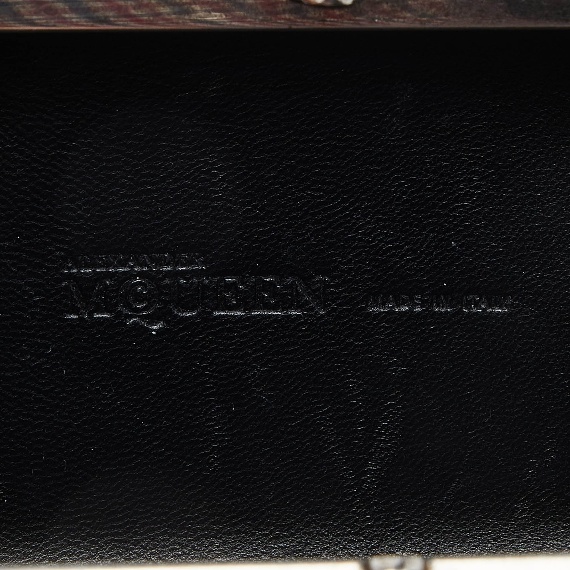 Alexander McQueen 2012 Black/Beige Beads Embellished Skull Box Clutch