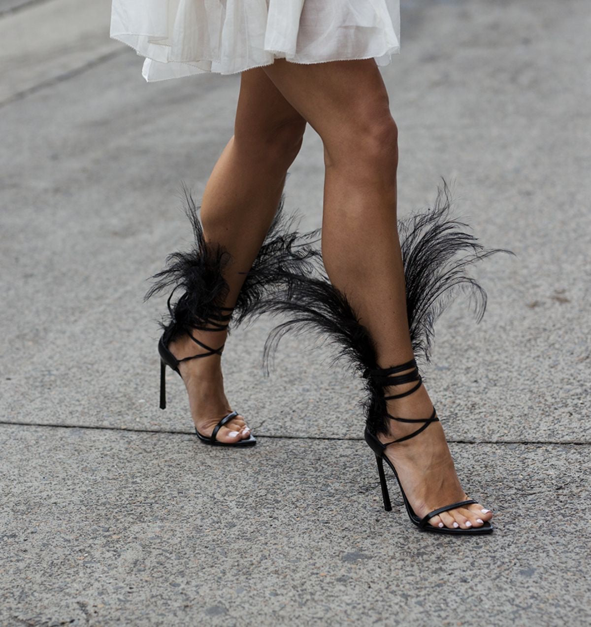 Yves Saint Laurent Ostrich Feather Iris Sandals