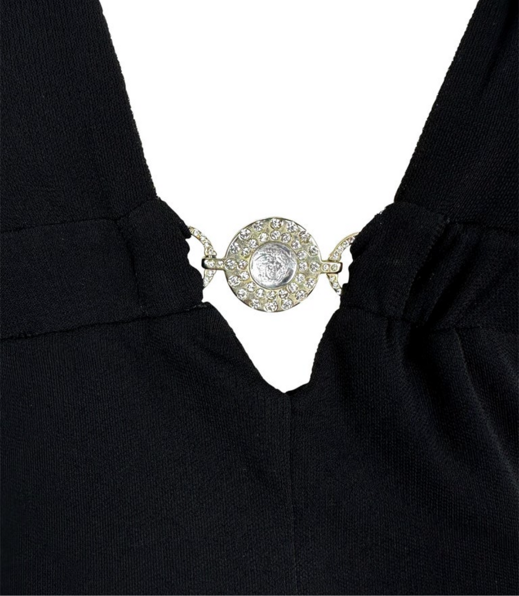 Versace 2006 Black Halter MIidi Dress