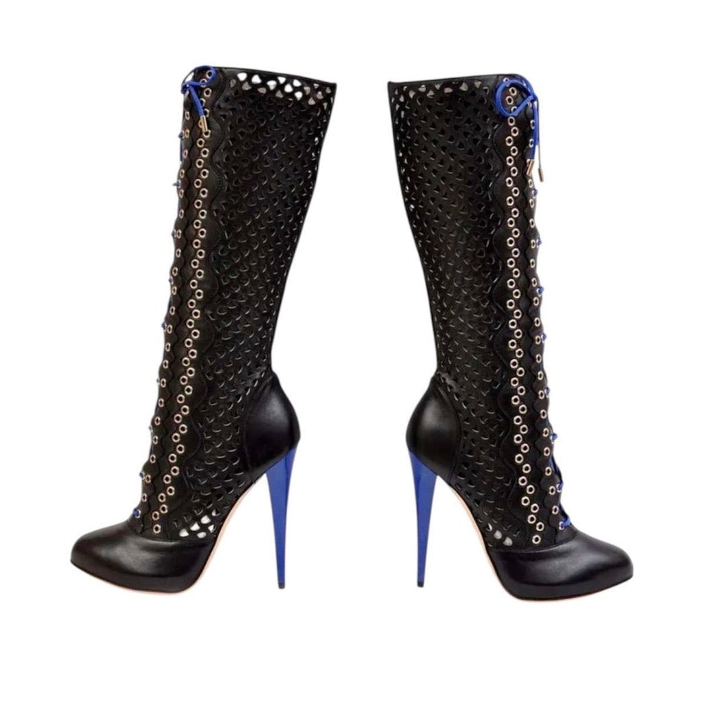 Versace 2012 Limited Edition Resort Perforated Lace Up Boots