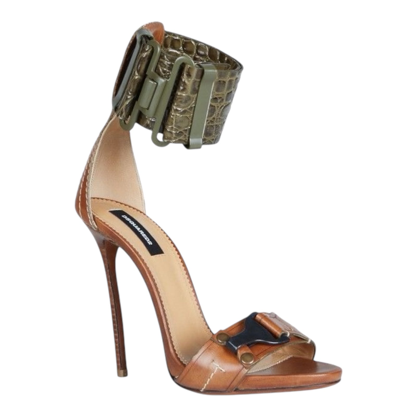 Dsquared2 Crocodile Embossed Leather Gladiator Sandals