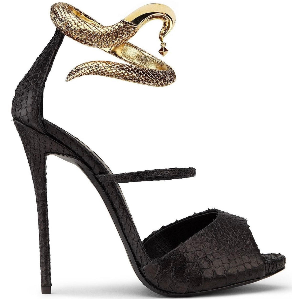 Giuseppe Zanotti Python Heels With Gold Snake Ankle Cuff