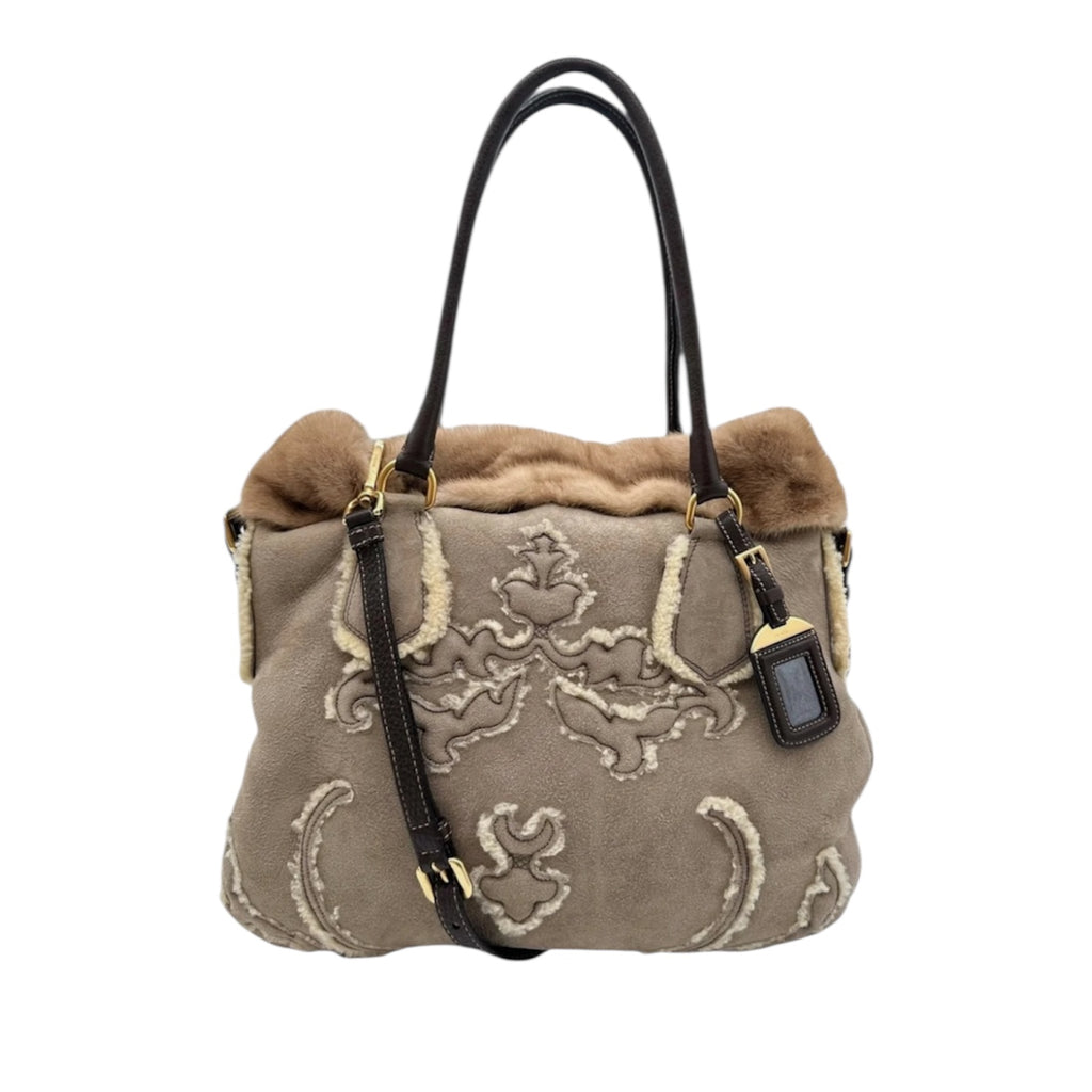 Prada Shearling Tote Bag