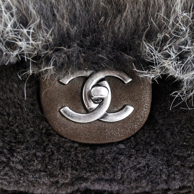 Chanel 2013 CC Timeless Rabbit Fur Flap Bag