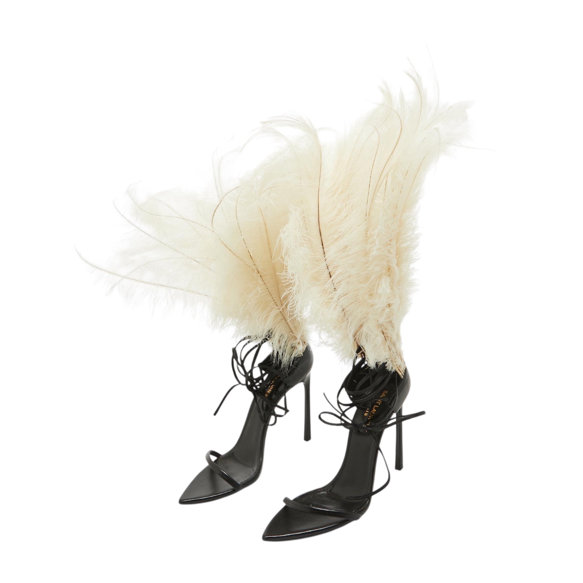 Yves Saint Laurent Ostrich Feather Iris Sandals