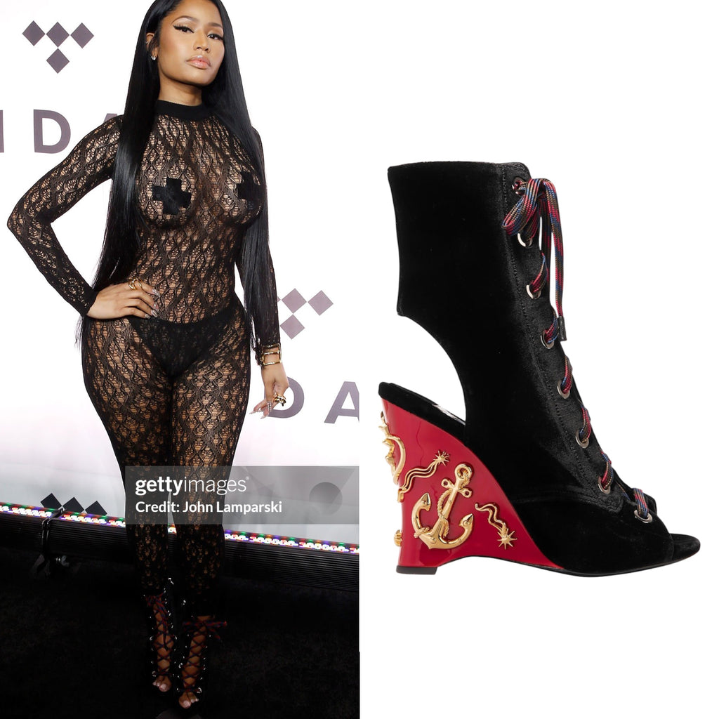 Prada 2016 Velvet Lace-Up Wedges