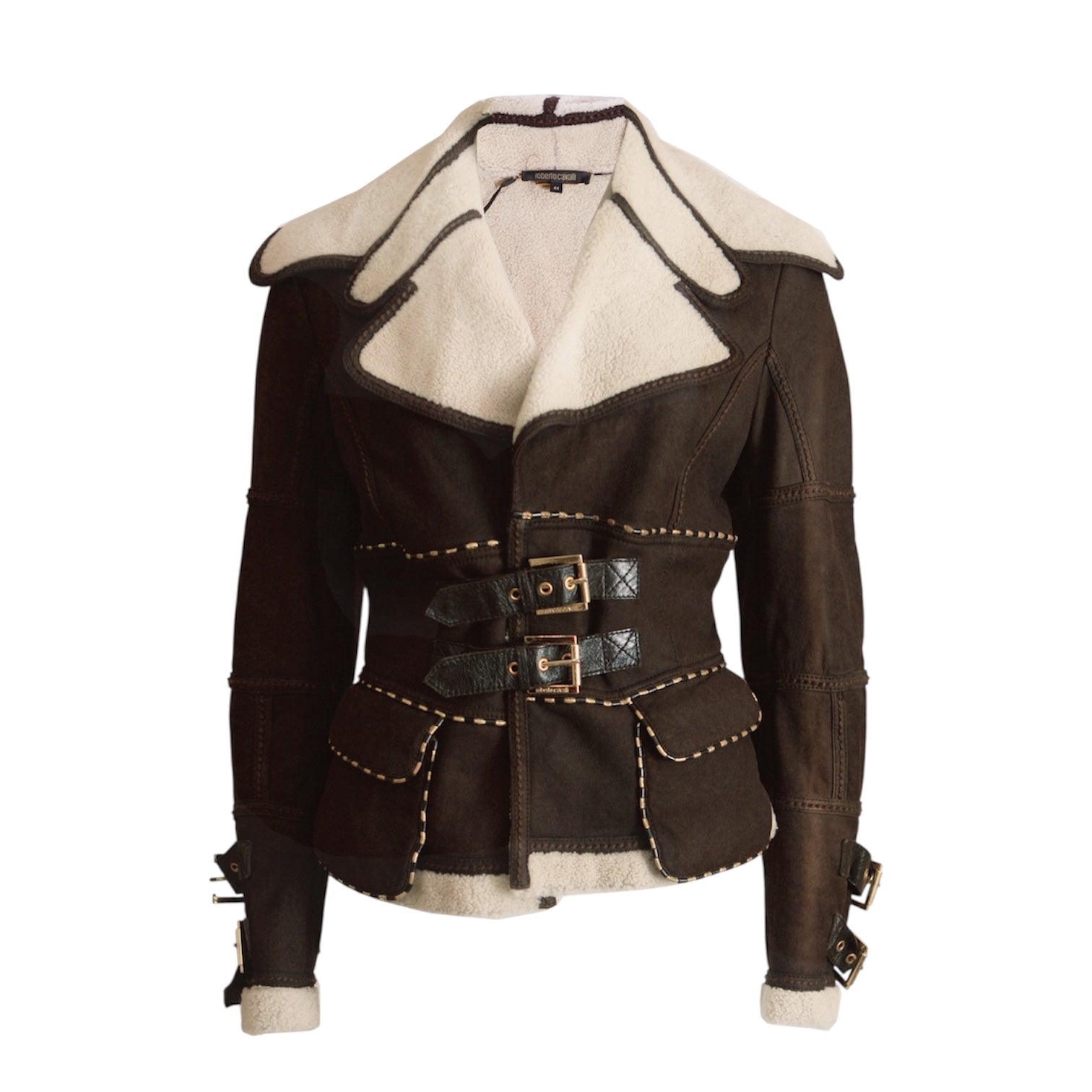 Roberto Cavalli Brown Shearling Jacket