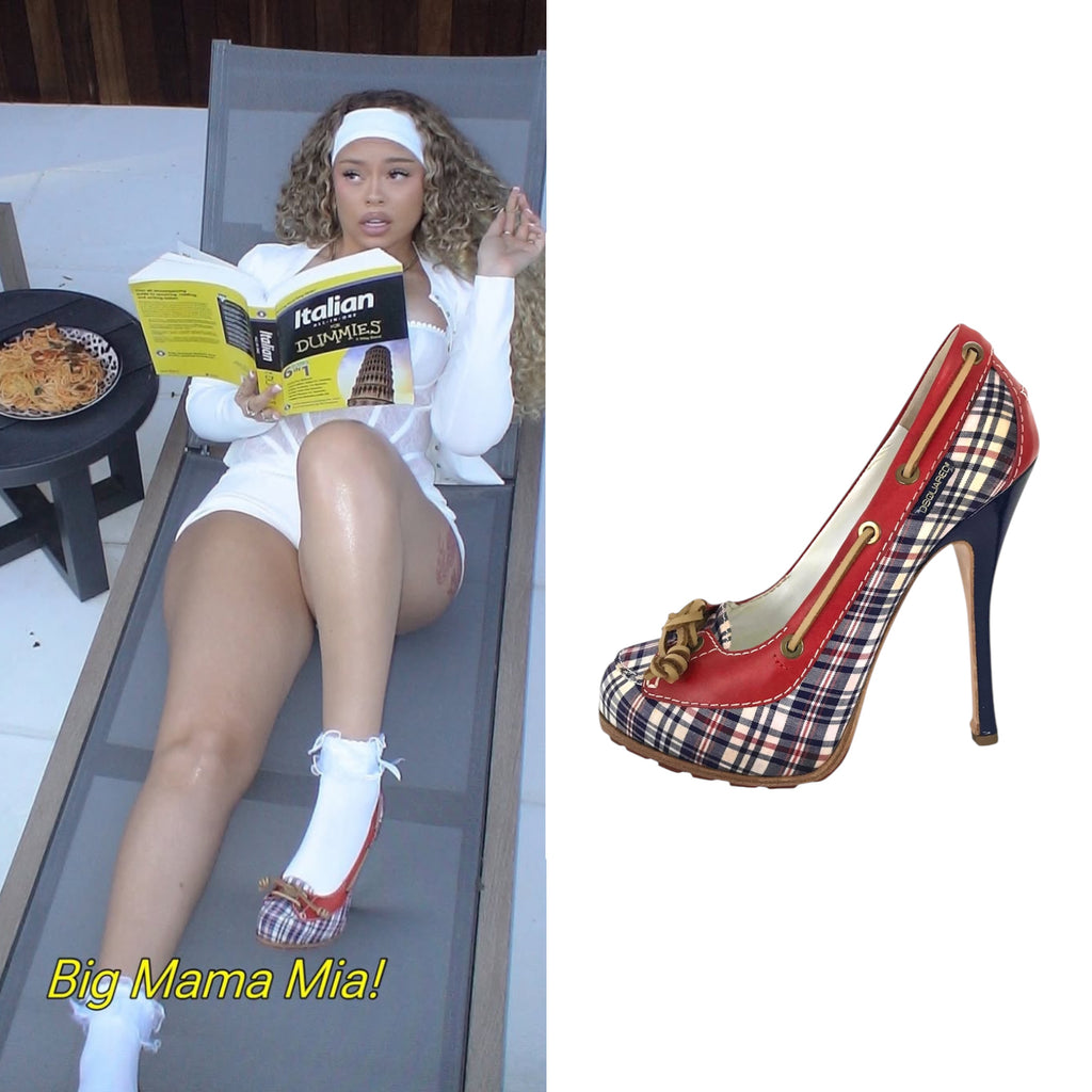 Dsquared2 Plaid Canvas Leather Pumps