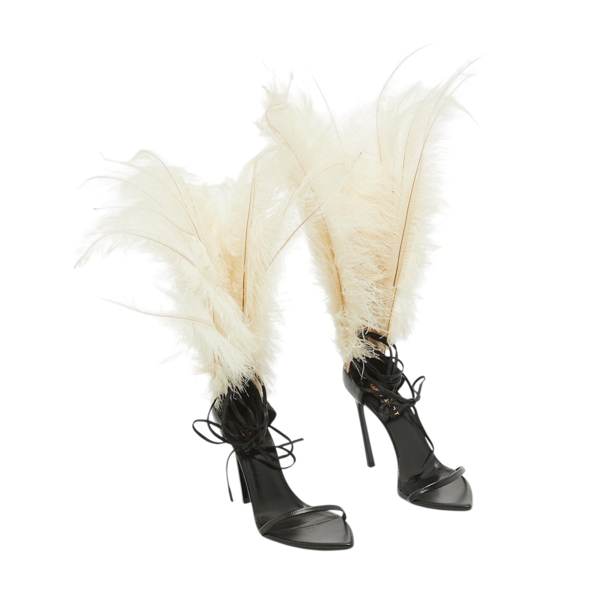 Yves Saint Laurent Ostrich Feather Iris Sandals