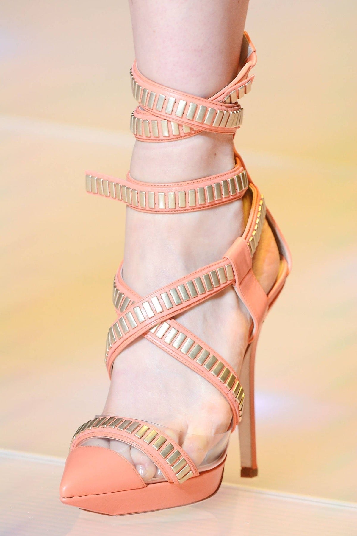 Versace SS2013 Coral Gladiator Heels
