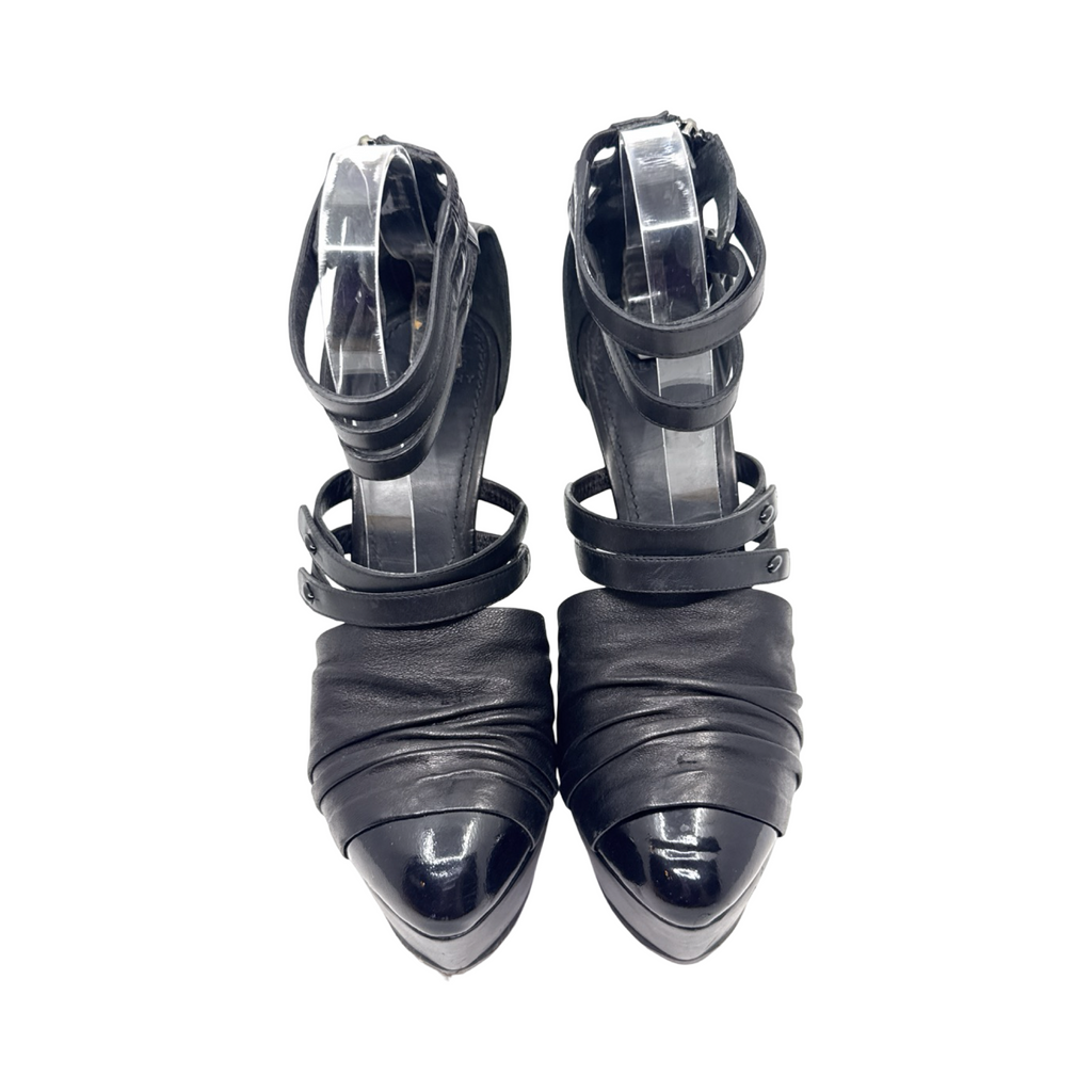 Givenchy SS2010 Black Leather Wedges
