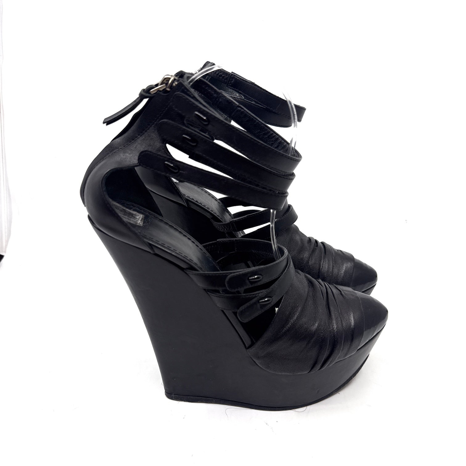 Givenchy SS2010 Black Leather Wedges