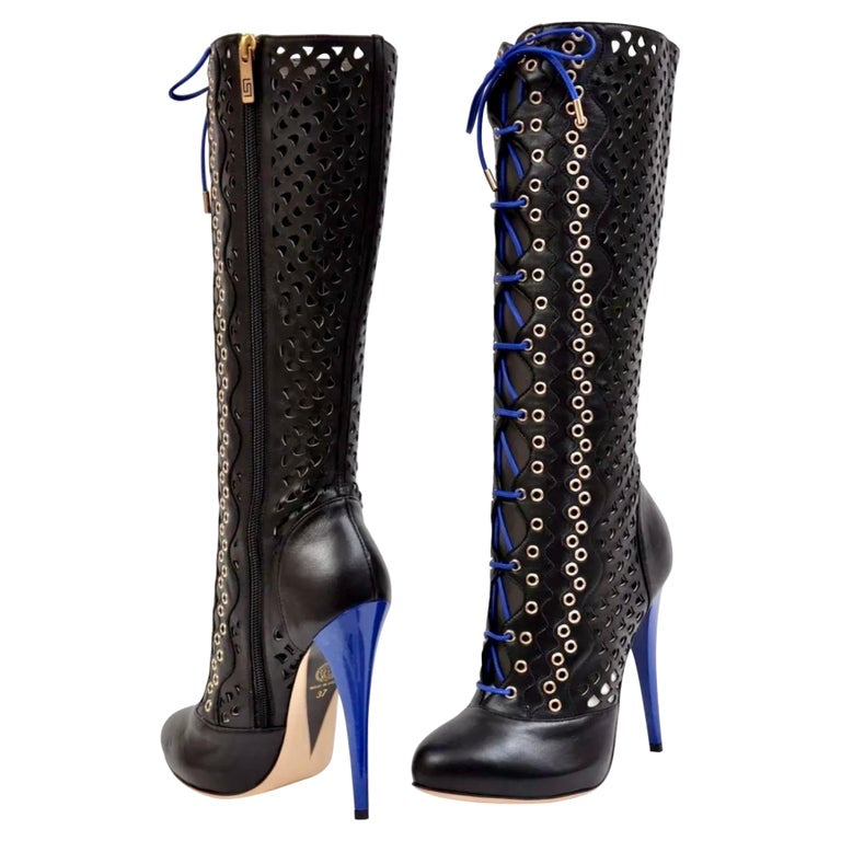 Versace 2012 Limited Edition Resort Perforated Lace Up Boots