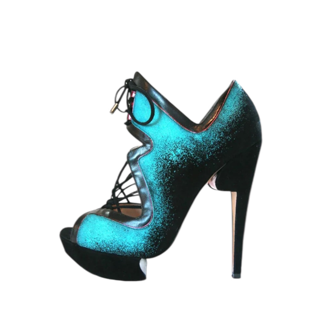 Nicholas Kirkwood 2010 Butterfly Lace-Up Turquoise Heels