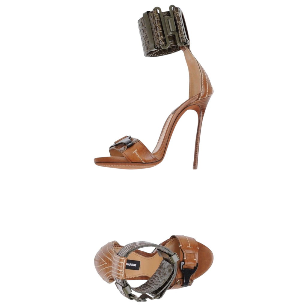 Dsquared2 Crocodile Embossed Leather Gladiator Sandals