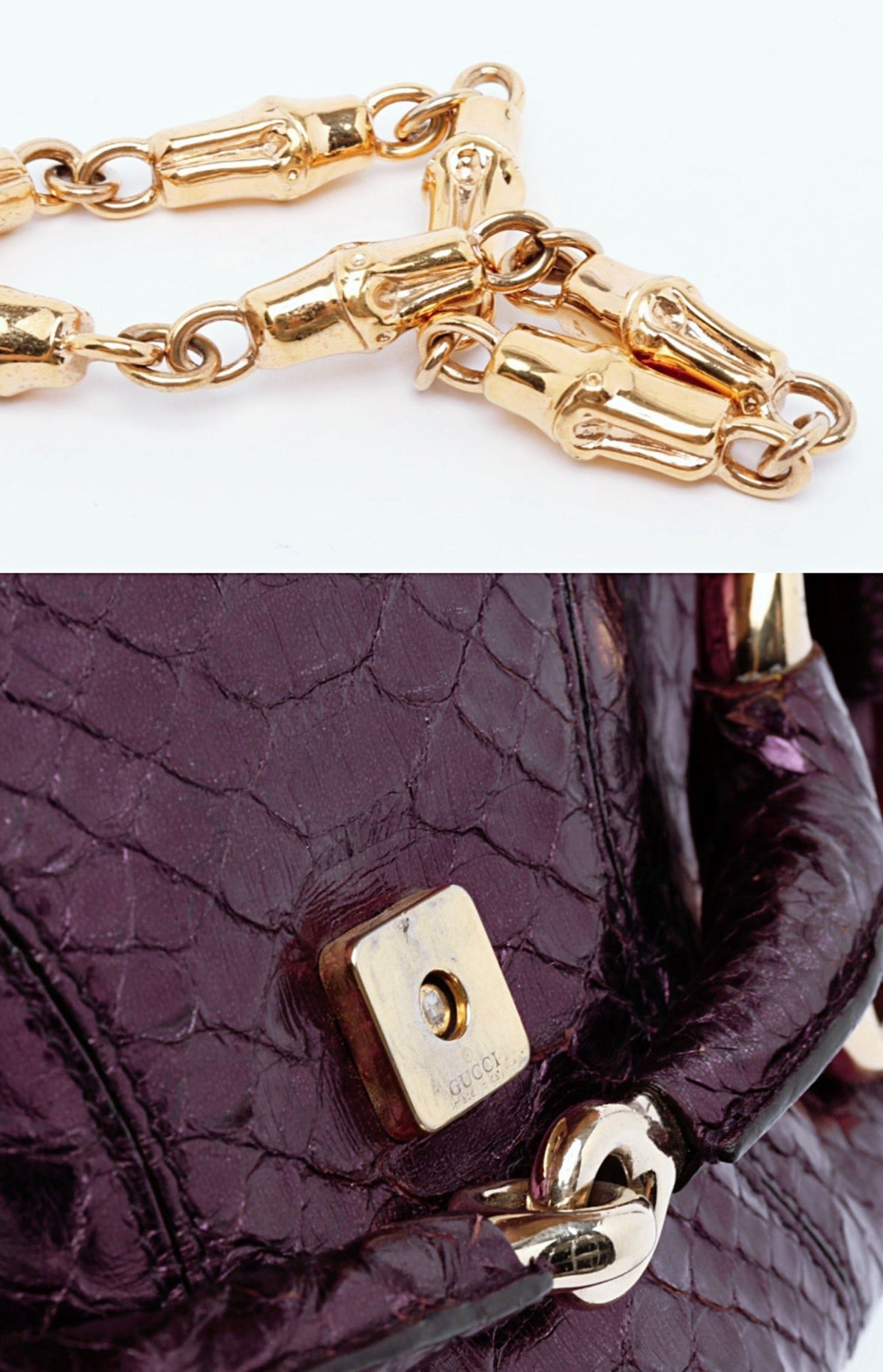 Gucci by Tom Ford 1955 Horsebit Metallic Lizard Leather Bag