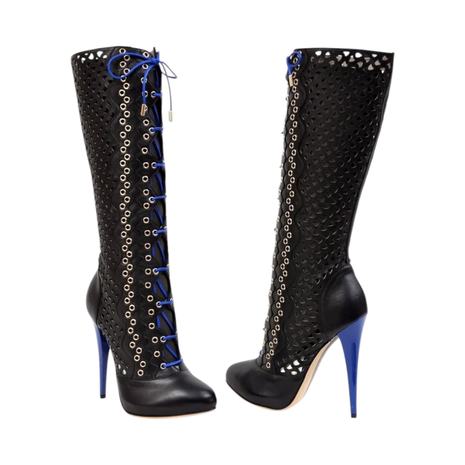 Versace 2012 Limited Edition Resort Perforated Lace Up Boots